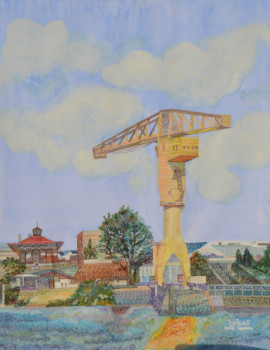 Named contemporary work « La Grue Jaune (Nantes) », Made by AFFIF CHERFAOUI