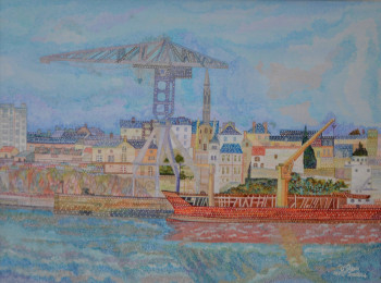 Named contemporary work « La Grue Grise et le Hangar à bananes (Nantes) », Made by AFFIF CHERFAOUI