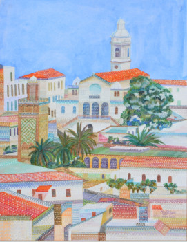 Named contemporary work « L'église Saint-Louis (Oran- Sidi Lahouari) », Made by AFFIF CHERFAOUI