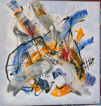 Named contemporary work « Orange et Bleu », Made by GéDé