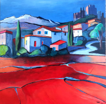 Named contemporary work « Paysage Rouge », Made by GéDé