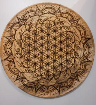 Named contemporary work « Fleur de vie mandala », Made by LE NATUR'AILES DE SARAH