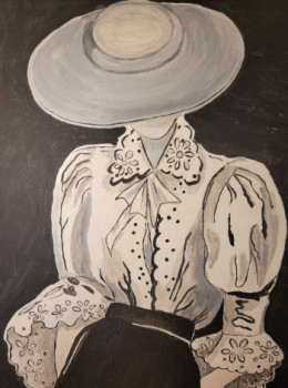 Named contemporary work « Femme au chapeau », Made by ANNE LEFèVRE RéMY