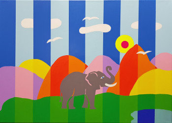 Named contemporary work « THE HAPPY ELEPHANT », Made by MICHAEL HARTFELDER