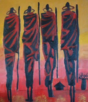 Named contemporary work « Guerriers Massai », Made by ARTBYTATAV