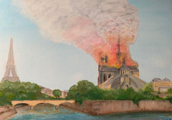 Named contemporary work « Notre-Dame de Paris, l'incendie », Made by MICHEL CROZE