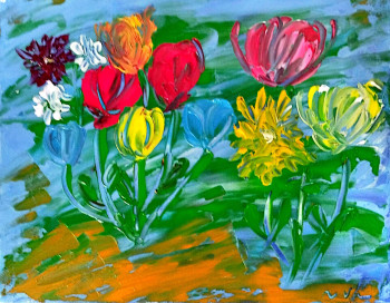 Named contemporary work « Bouquet de fleurs », Made by ARTBYTATAV