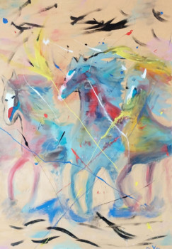 Named contemporary work « Chevaux », Made by ARTBYTATAV