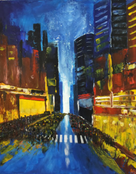 Named contemporary work « Nuit sur New-York 2 », Made by HUBERT BRIDOUX