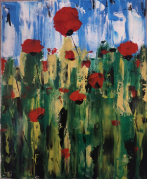 Named contemporary work « Coquelicots », Made by HUBERT BRIDOUX