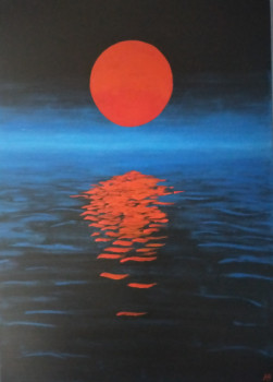 Named contemporary work « Lune rouge », Made by HUBERT BRIDOUX