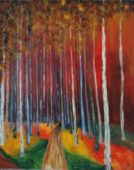 Named contemporary work « Automne en forêt », Made by HUBERT BRIDOUX