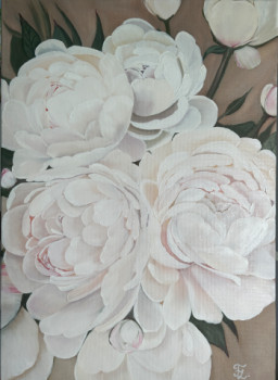 Named contemporary work « Pivoines blanches », Made by TATIANA LASHCHENKOVA