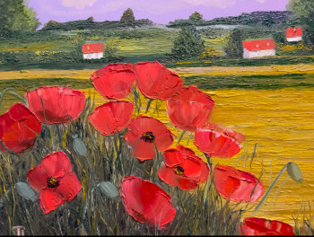 Named contemporary work « champ de coquelicots », Made by TATIANA LASHCHENKOVA