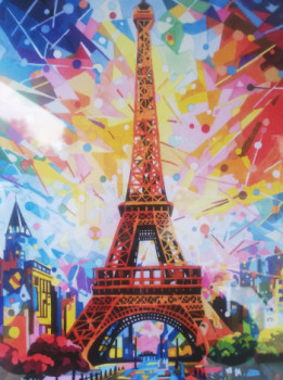 Named contemporary work « LA TOUR EIFFEL UN JOUR DE FETE NATIONALE », Made by GRAPHIKID