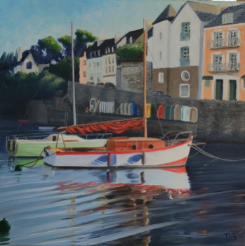 Named contemporary work « Bateaux dans le port de Sauzon », Made by THIERRY LE BOULANGER