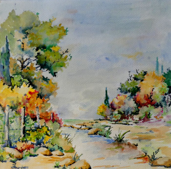 Named contemporary work « le long de l'eau », Made by JJOURDAN