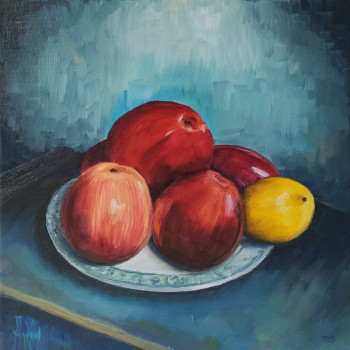 Named contemporary work « Des pommes et un citron », Made by THIERRY LE BOULANGER