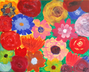 Named contemporary work « Pluie de fleurs », Made by VITRY NATHALIE