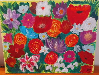 Named contemporary work « "Lit vert en fleurs" », Made by VITRY NATHALIE