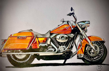 Named contemporary work « Harley Davidson », Made by PIRDESSINS