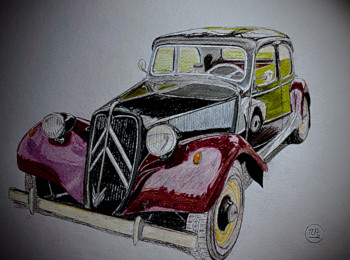 Named contemporary work « Citroën Traction 11 CV (1955) », Made by PIRDESSINS