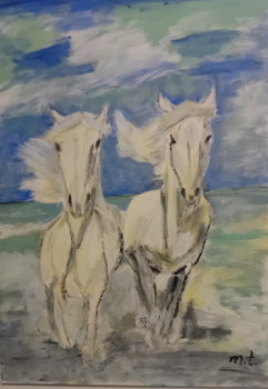 Named contemporary work « Les chevaux », Made by MARTIN