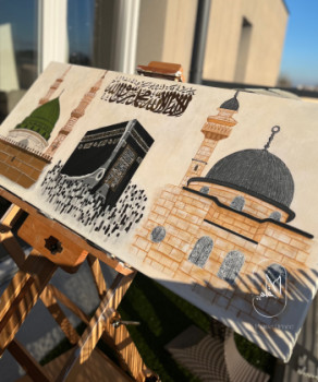 Named contemporary work « 3 Holy Mosques », Made by MA PLUME ORNéE