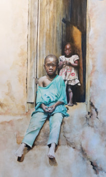 Named contemporary work « Les enfants de Delmas », Made by VERO IK ART