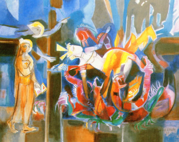 Named contemporary work « La chute de Babylone », Made by LOUIS CAILLAUD D'ANGERS