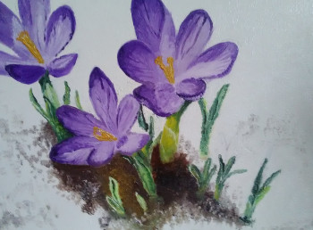 Named contemporary work « crocus d'hiver », Made by GEGE PEINTURE