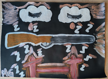 Named contemporary work « Fusil dans la chambre », Made by MG