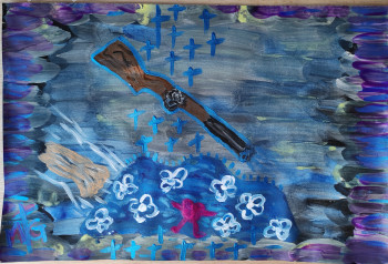 Named contemporary work « Mon père m'a tuée », Made by MG