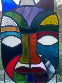 Named contemporary work « Le masque », Made by LES VITRAUX DU CANAL