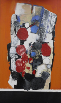 Named contemporary work « Fond orange III », Made by FERNANDEZ