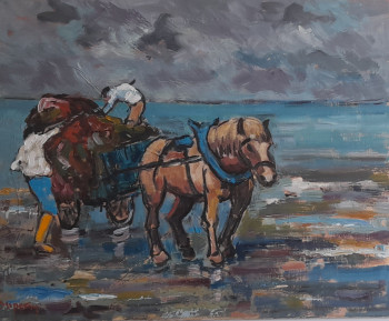 Named contemporary work « Le ramassage du goémon », Made by ALAIN DUPERAY
