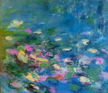 Named contemporary work « Les nymphéas. Ou harmonie en rose et vert », Made by CLOTHILDE DE LA PRESLE
