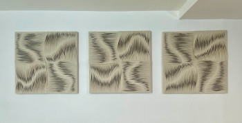 Named contemporary work « Tableau sculpture art textiles Réf Milk and chocolate », Made by YASMINA KIJEK