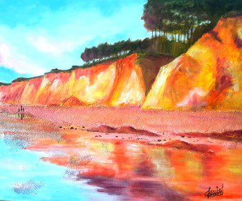 Named contemporary work « Soleil couchant Plage "Mine d'Or" Pénestin 56 », Made by DANIEL HUARD