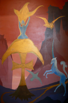 Named contemporary work « DAME À LA LICORNE (Lady with unicorn) », Made by JORDAN DIOW