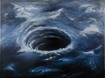 Named contemporary work « #316 - Moving water II - Blaue Serie - Abstrakt », Made by LOTHAR WEUTHEN