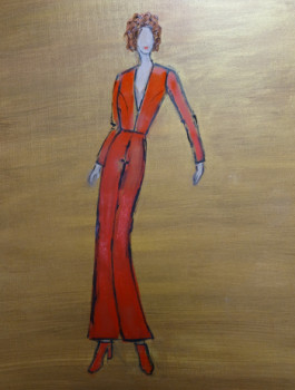 Named contemporary work « Chica de rojo », Made by TERESA SEGARRA