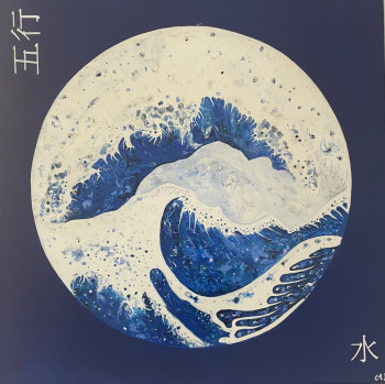 Named contemporary work « Eau - Hommage à Hokusaï », Made by CHRYSTELLE LAMOUREUX CHL