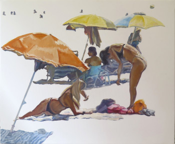 Named contemporary work « Jóvenes en la Malvarrosa », Made by JESúS MANUEL MORENO