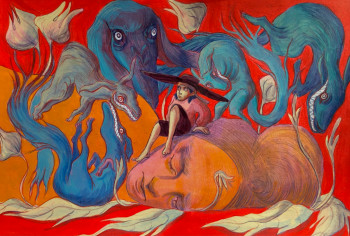 Named contemporary work « « Les loups et le garçon au grand chapeau » », Made by LILA MORYAS
