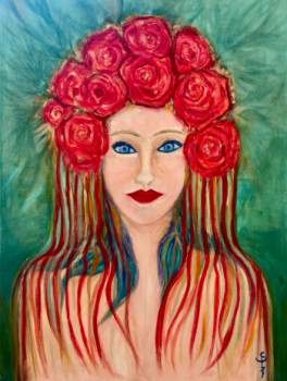 Named contemporary work « LA DAME AUX ROSES », Made by SP