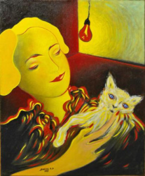 Named contemporary work « La dame au chat », Made by ROBERT DANIEL SYRIEX