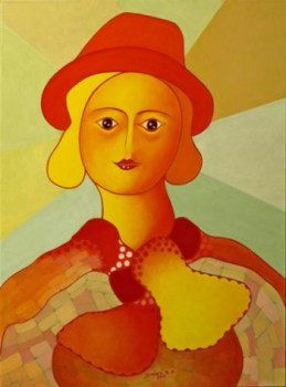 Named contemporary work « La femme au chapeau rouge », Made by ROBERT DANIEL SYRIEX