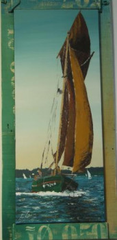 Named contemporary work « un vieux greement vert aux voiles cachou », Made by LUDO