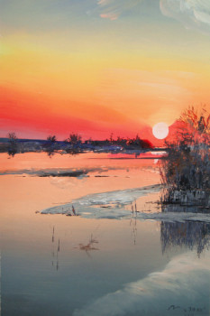 Named contemporary work « Sunset on Dnepr River », Made by GRACHOV VALERIY